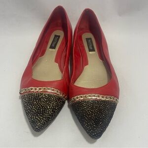 WHBM | Red Leather Pointed Flats Womens Size 9.5